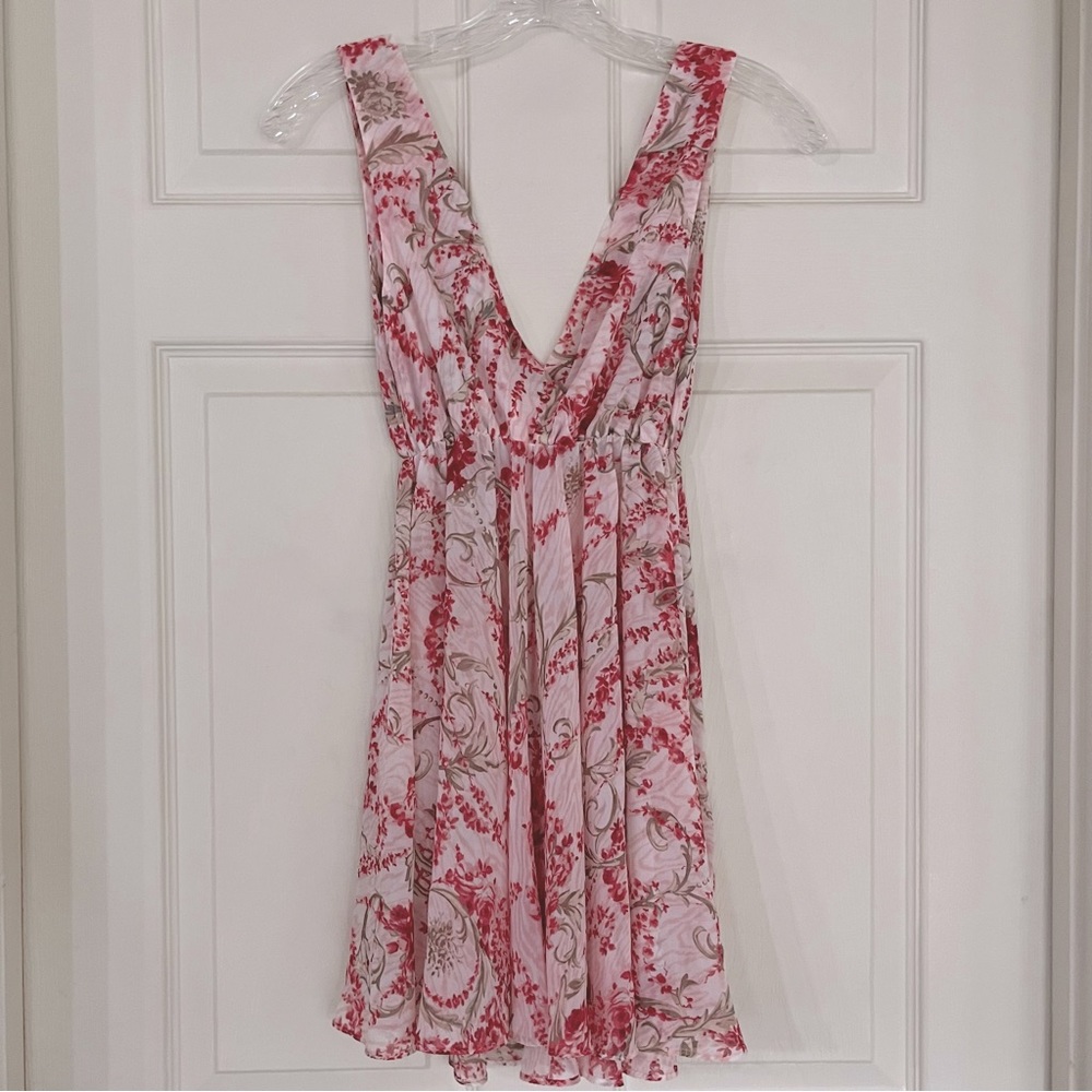 🌸3/$25 Gilligan & O’Malley Pink & Red Floral Babydoll Chemise Nightgown, Size S - Picture 3 of 11